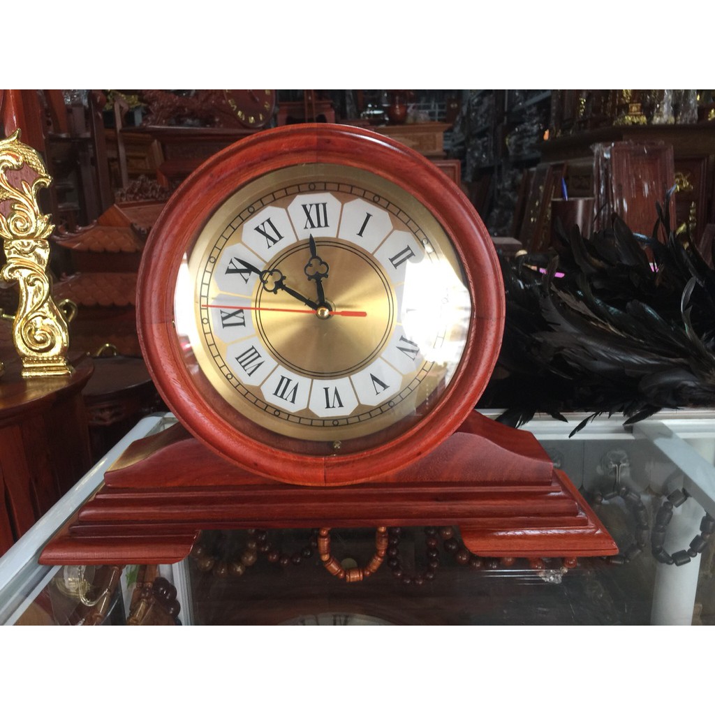 Đồng hồ để bàn gỗ hương đỏ